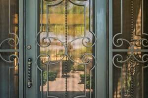 freshly cleaned wrought iron door